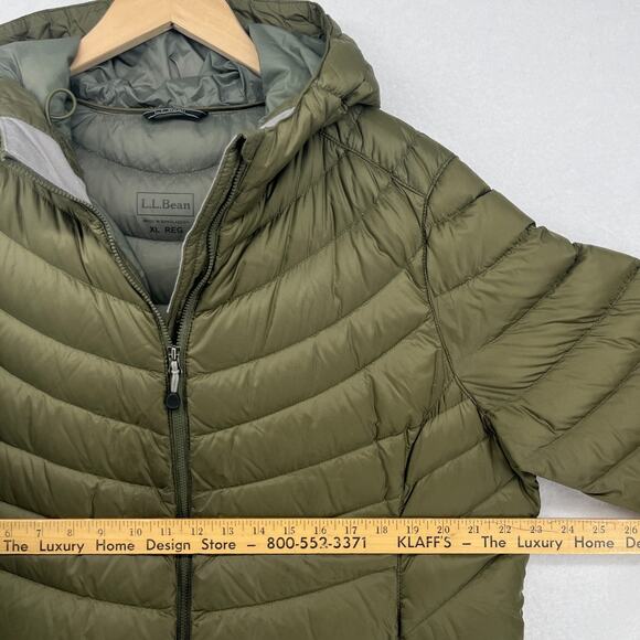 LL BEAN Coat Women XL Ultralight 850 Goose Down Hooded Jacket Parka Puffer Green - Picture 13 of 16